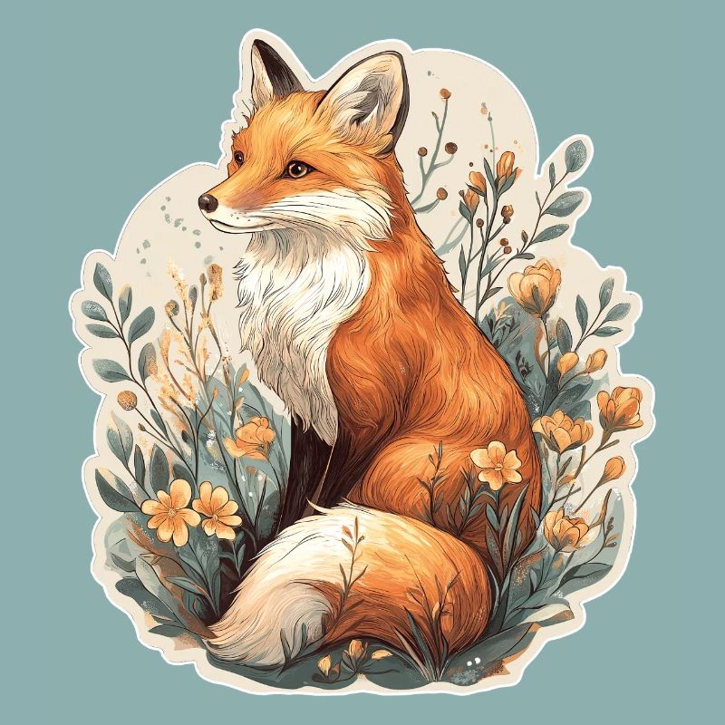 Fox with flowers