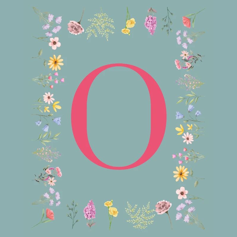 Florale Initialen "O", Buchstaben Monogramm 