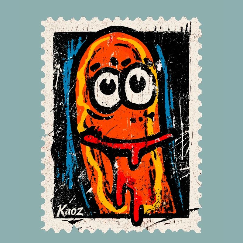 Saucisse de dessin animé folle avec de la bave de la bouche
