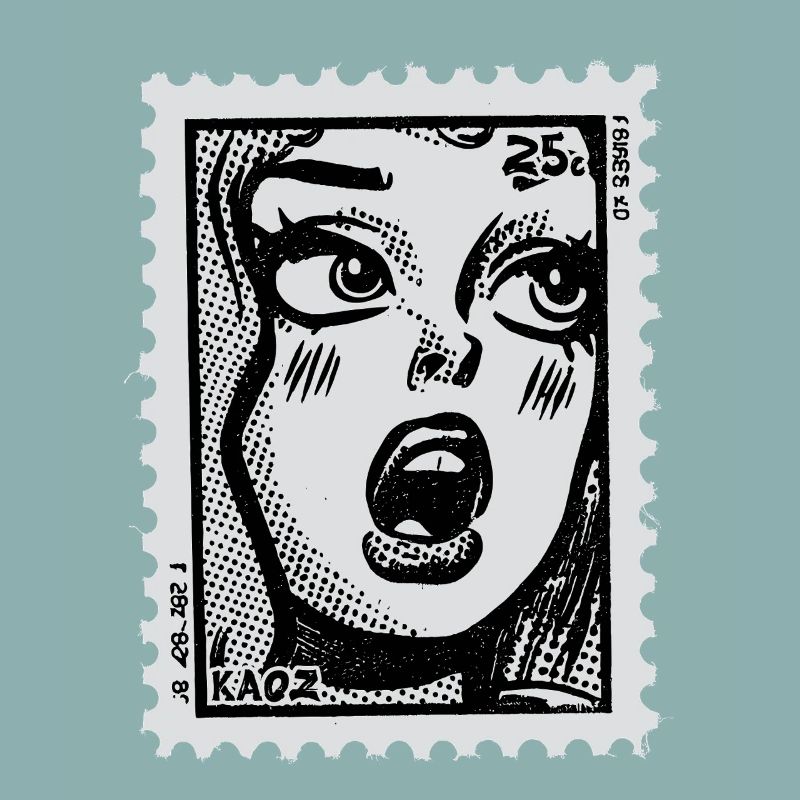 Comicfrau im Schock – Pop-Art Briefmarke