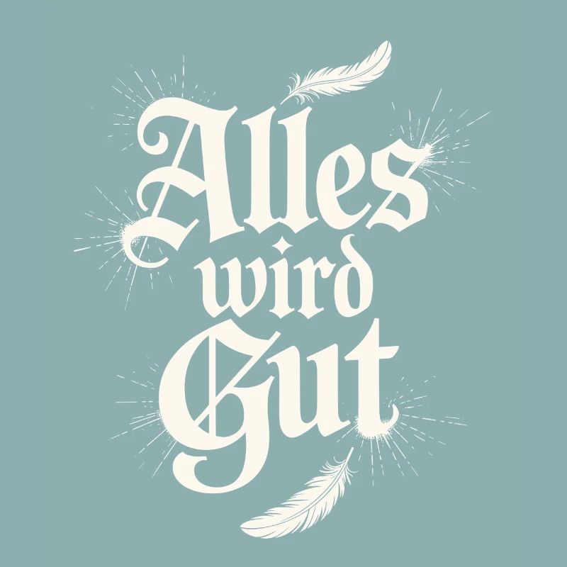 Alles wird gut Spruch mit Federn und Glanz