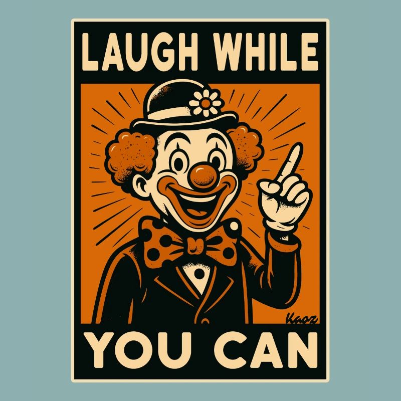 Lachender Clown im Retro Comicstil