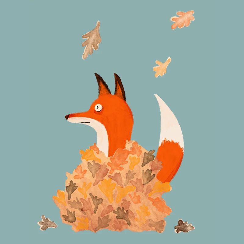 Fuchs mit Blättern