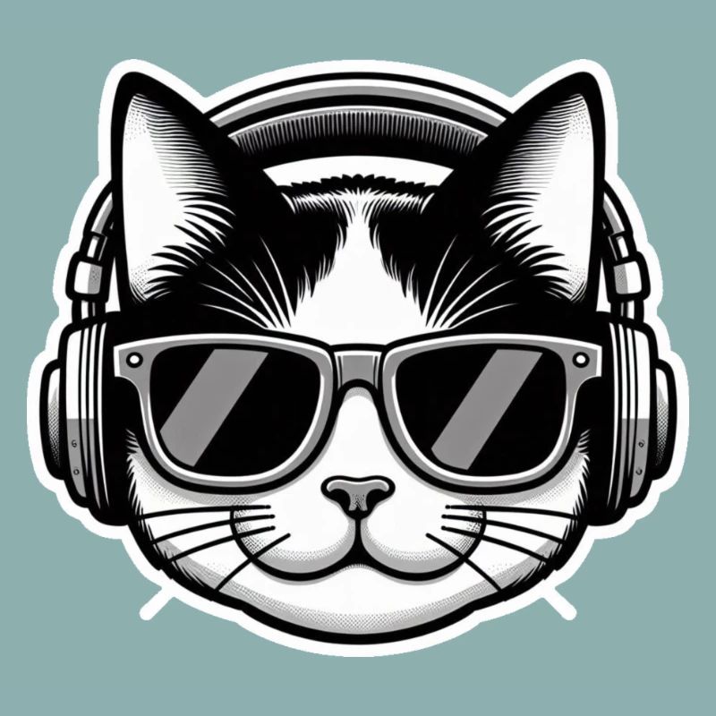 Katze Brille Kopfhörer