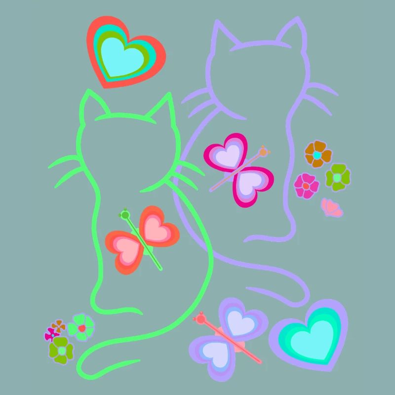 Frühling Sommer Retro Katzen Katze Kinder 80er