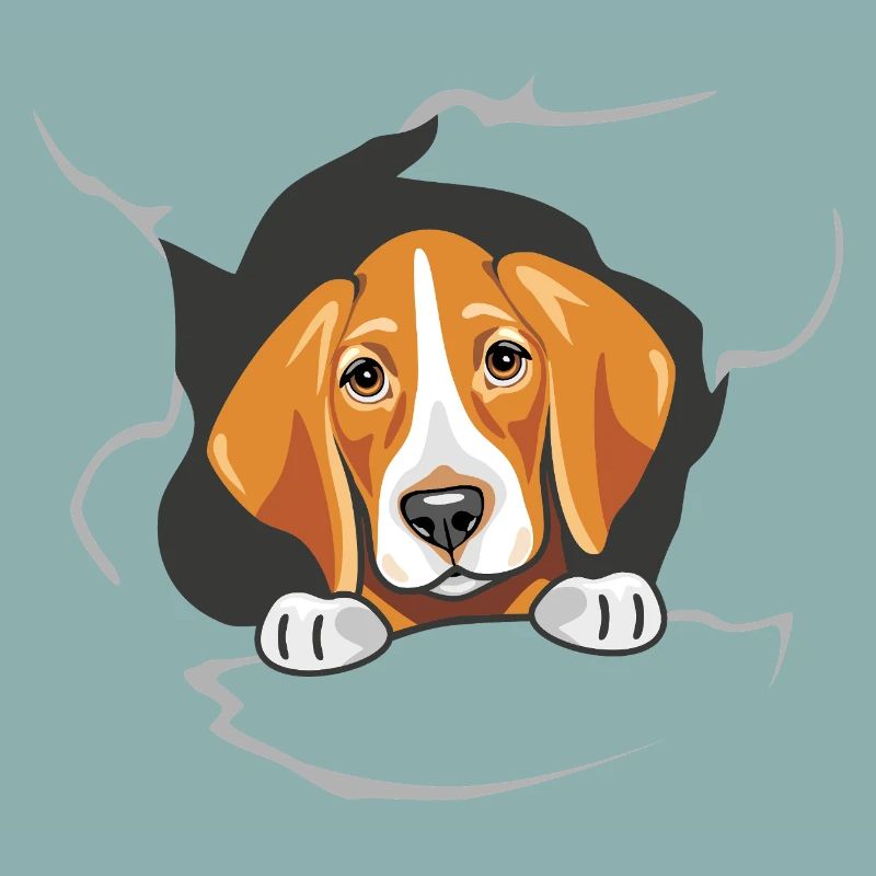 Foxhound guckt durch zerrissenes Papier