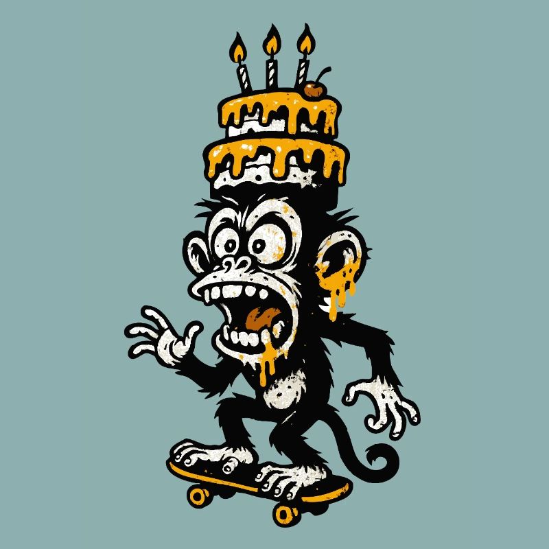 Illustration de gâteau d’anniversaire de singe absurde
