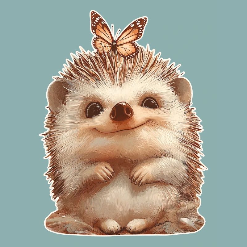 Hérisson avec papillon