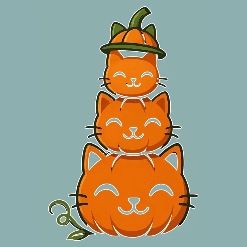 Happy Pumpkin Cat Stack