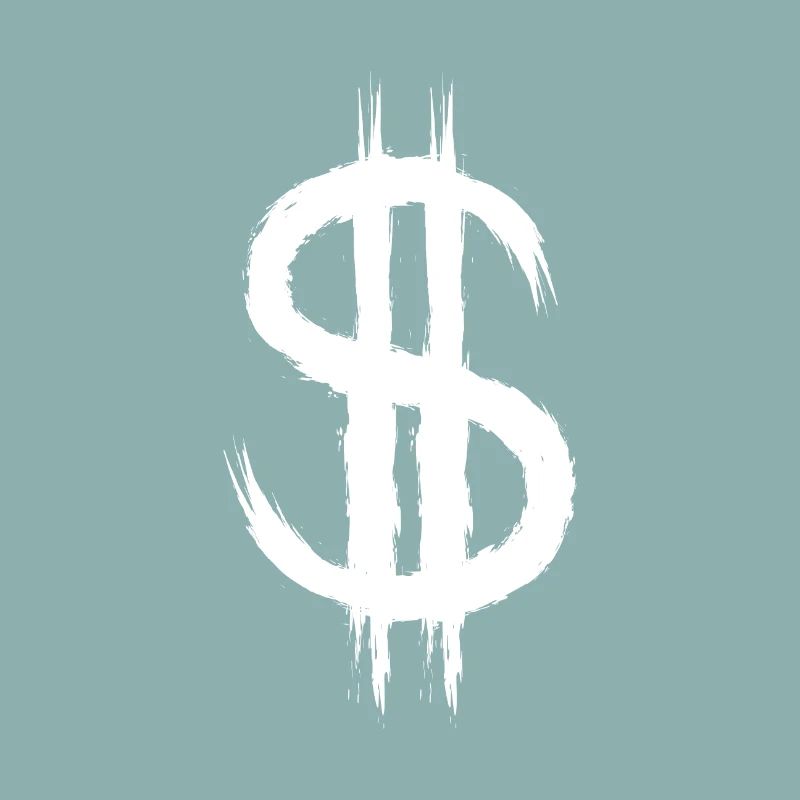 Signe dollar dollar signe argent brosse sur blanc