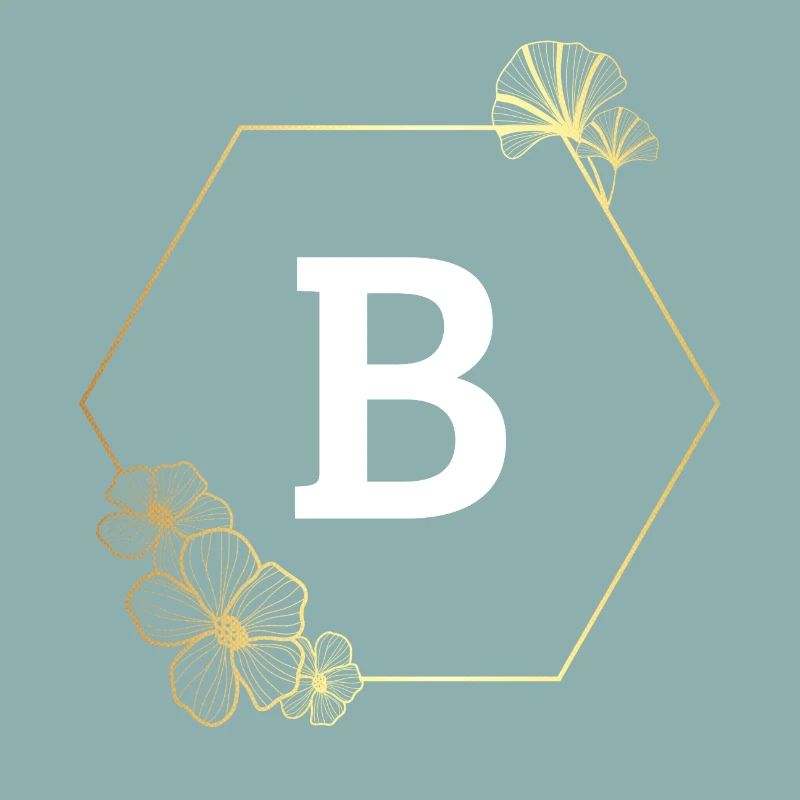 Lettre b cadre Floral doré