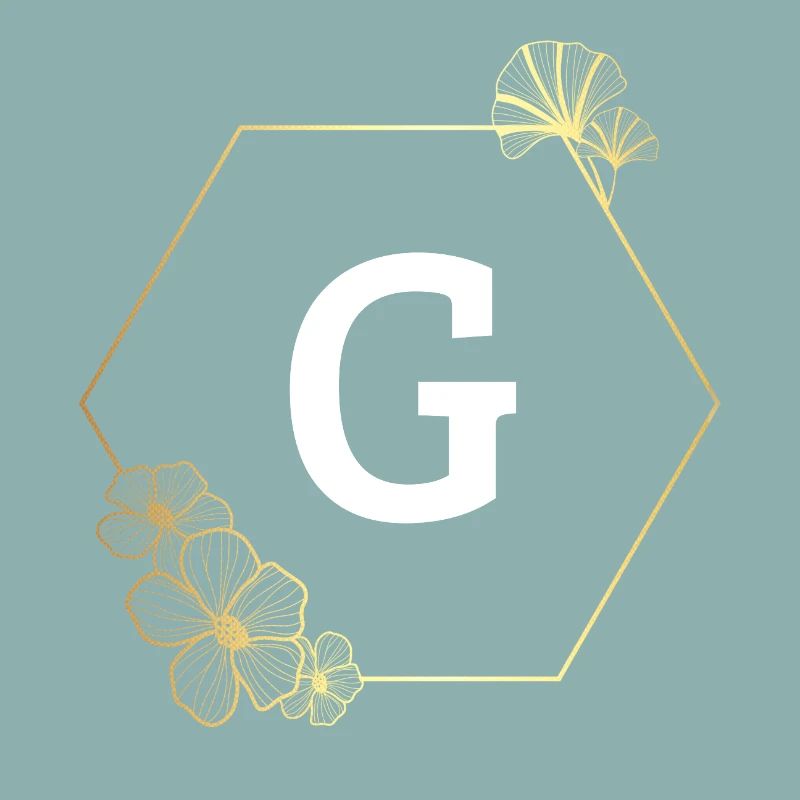 Letter g Gold Floral Frame