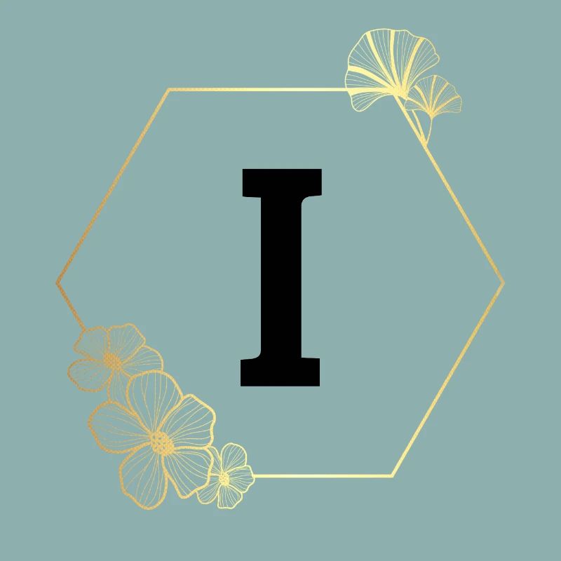 Lettre i cadre Floral doré
