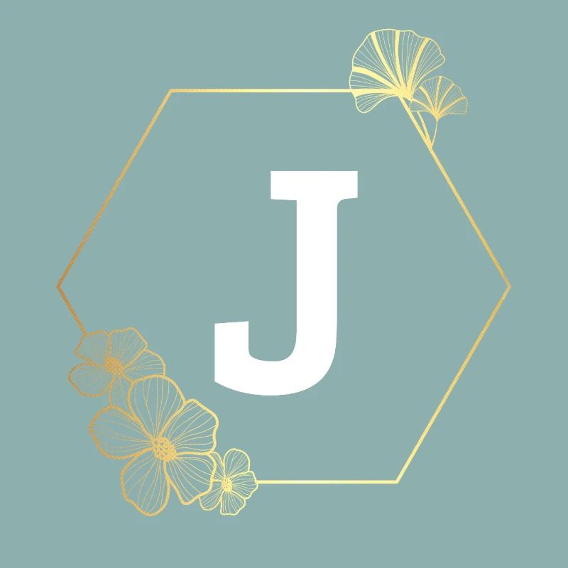 Letter j Gold Floral Frame