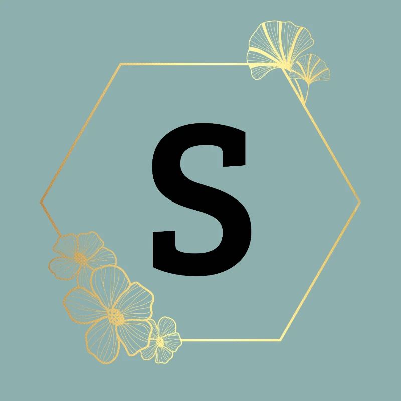 Buchstabe s Goldener Blumenrahmen
