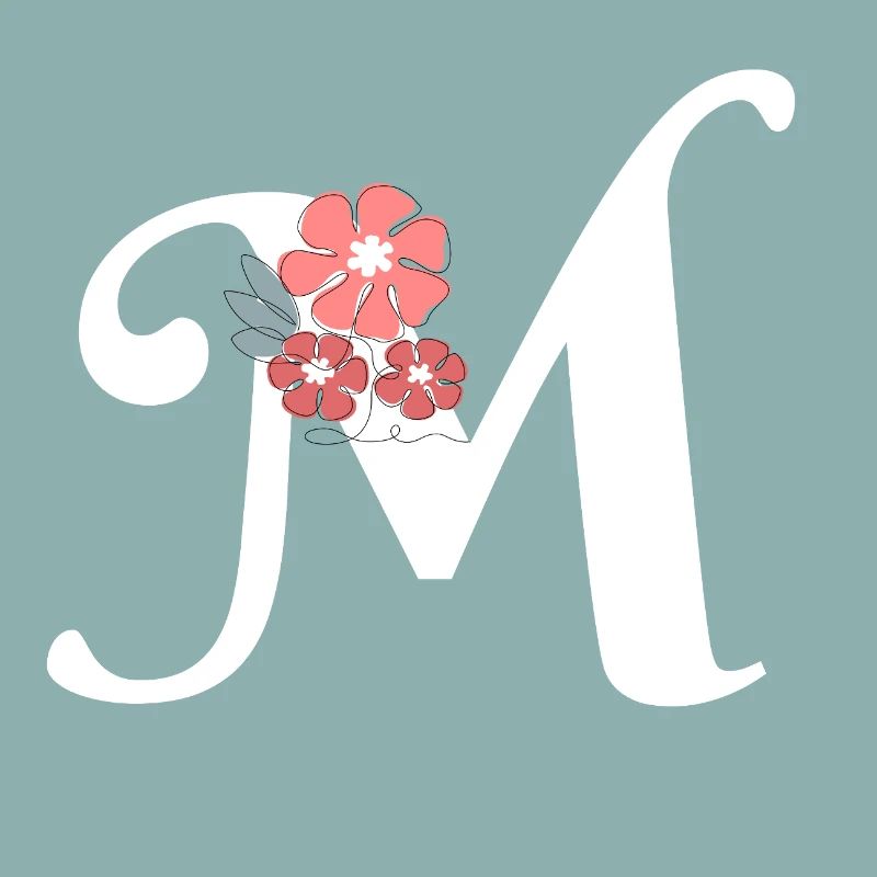 Letter m minimalist flowers