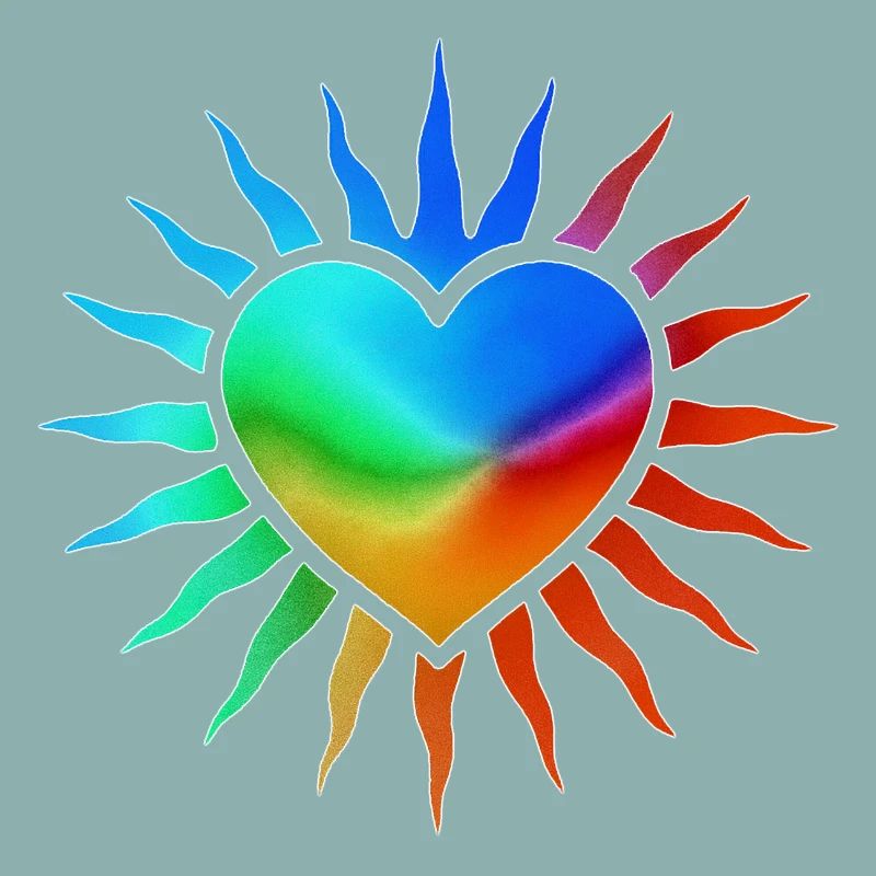 Rainbow Heart with Sun Rays