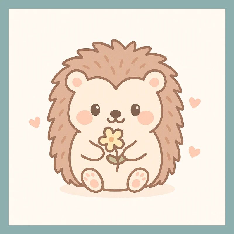 Hérisson Kawaii dans un style pastel