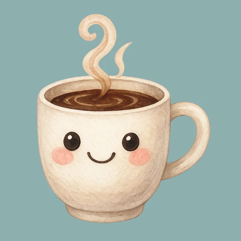 Süßer Kaffeebecher mit Gesicht – Aquarell-Stil