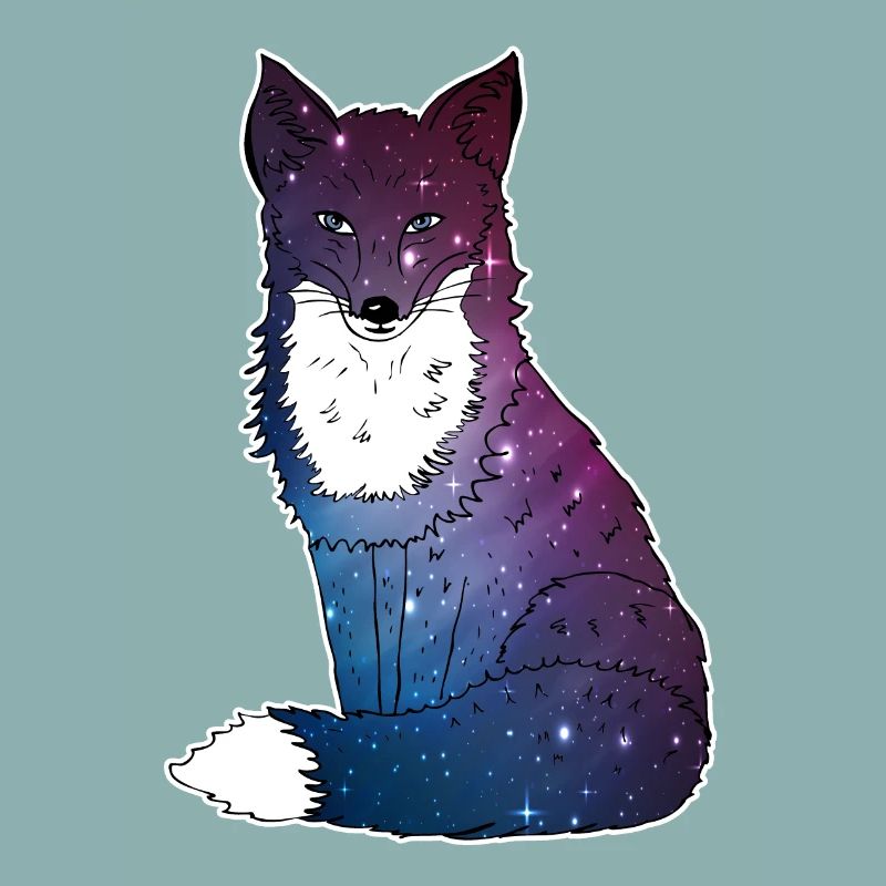 Fox with starry sky, Space, Galaxy, Space