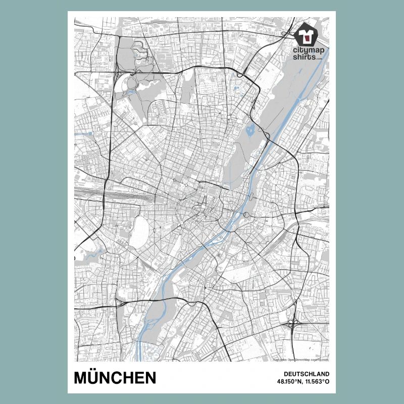 Munich Basic city map black and white