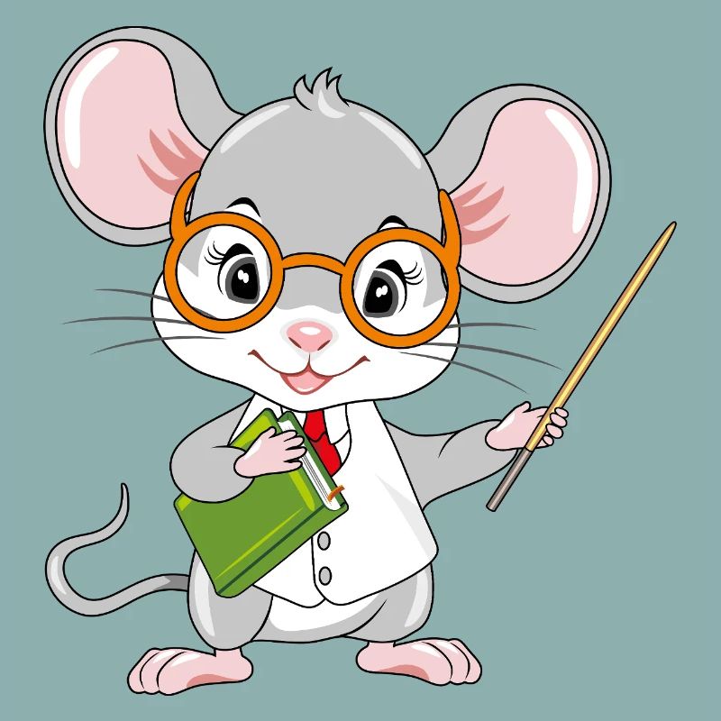 Smart little mouse teacher with a pointer