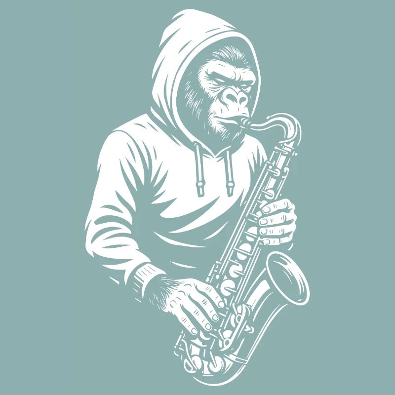 Singe en design de saxophone à capuche