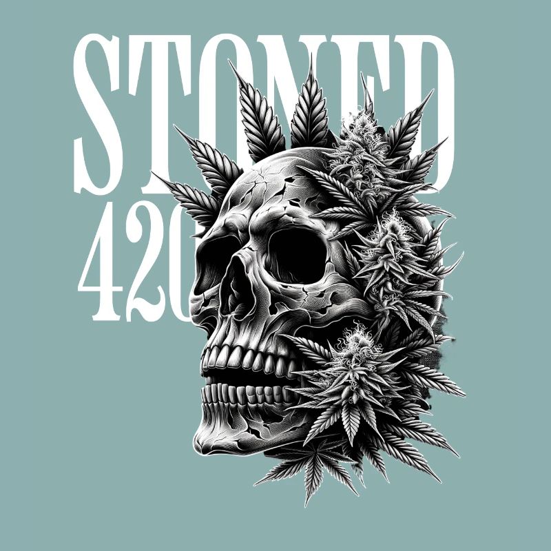 Schädel Hanfblätter Skull Stoned 420 Cannabis