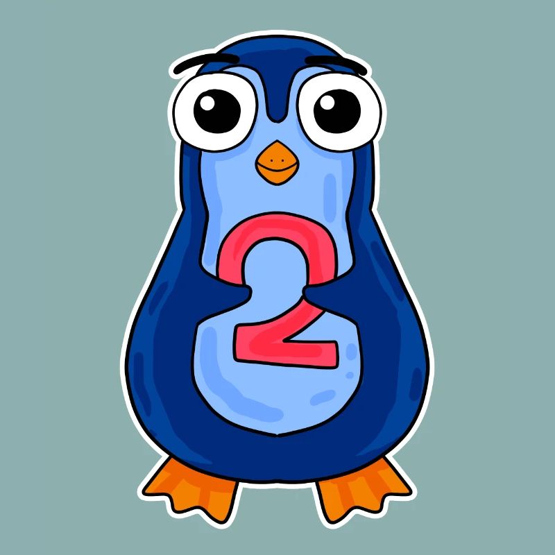 pingouin 2 ans - deux - numéro 2 - 2 année