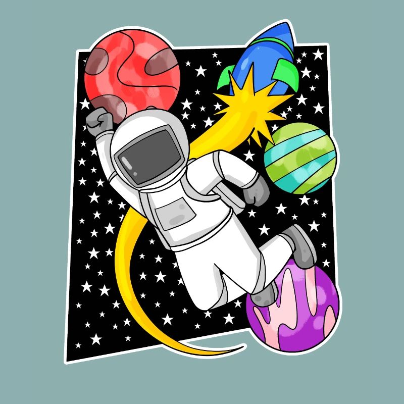 Astronaut in space with rocket