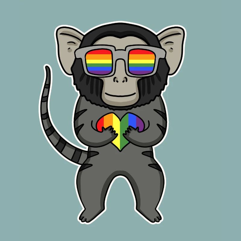 LGBT Animal Monkey Marmoset Rainbow