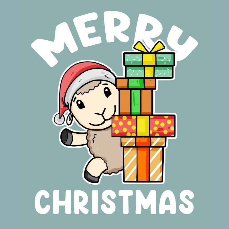 Joyeux moutons de Noël avec cadeaux