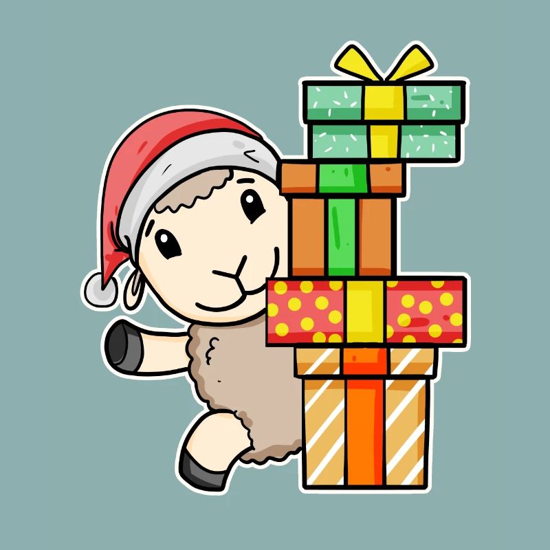 Moutons de Noël avec cadeaux