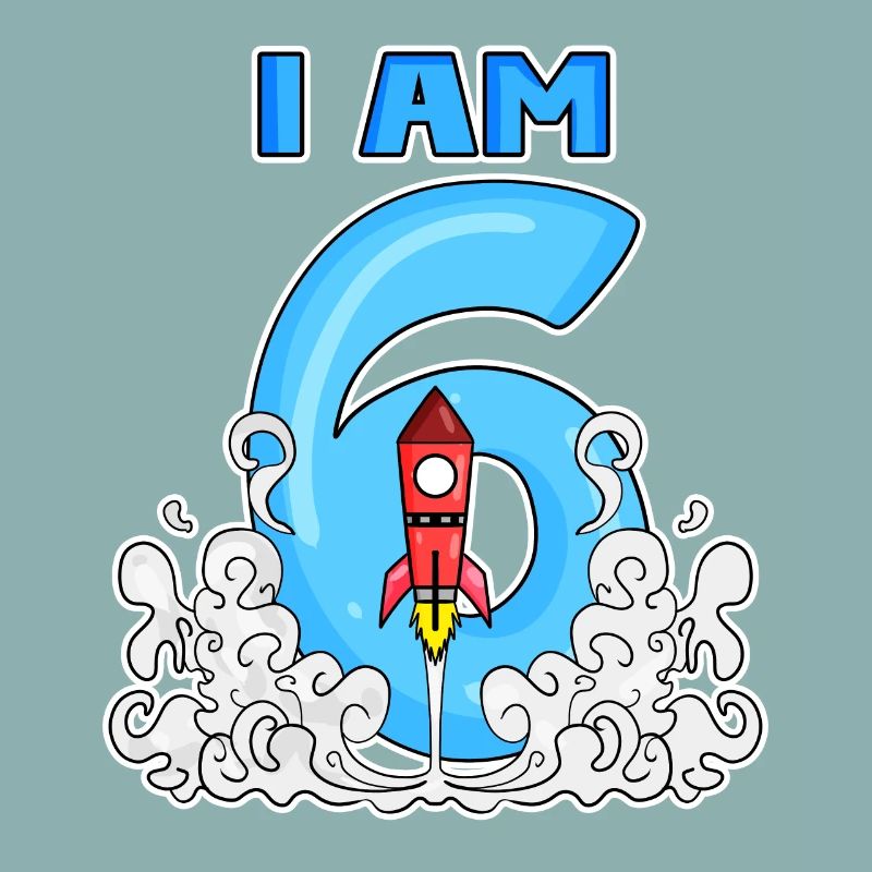 6th birthday - 6 years old Young rocket astronaut