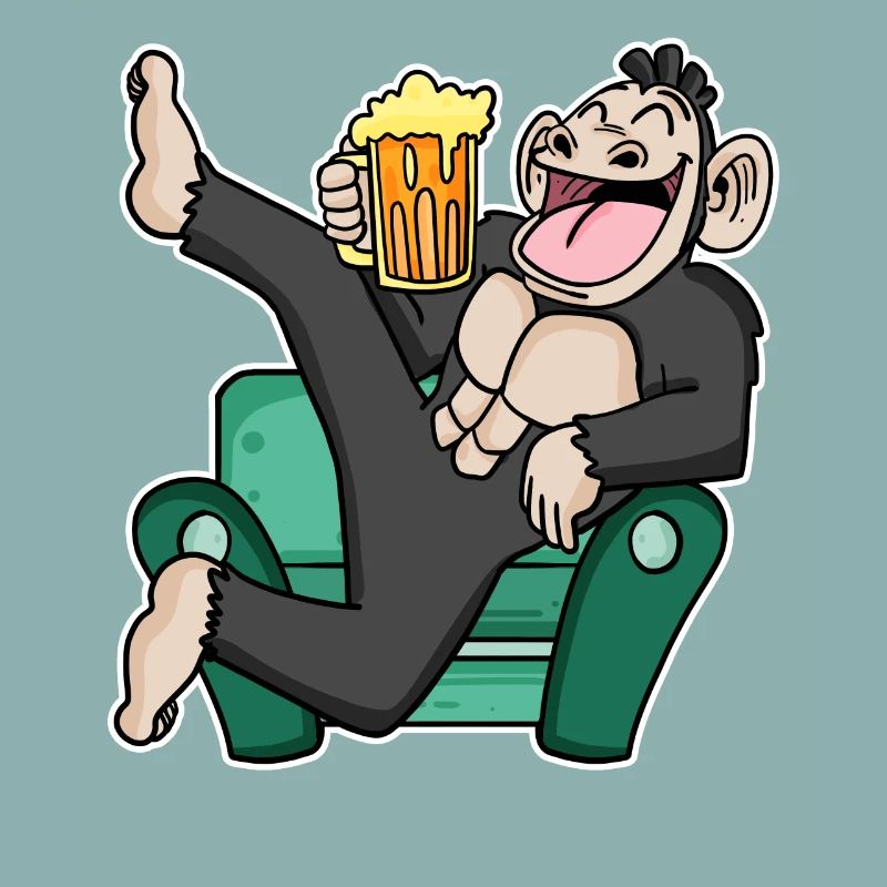 Lustiger Affe trinkt Bier