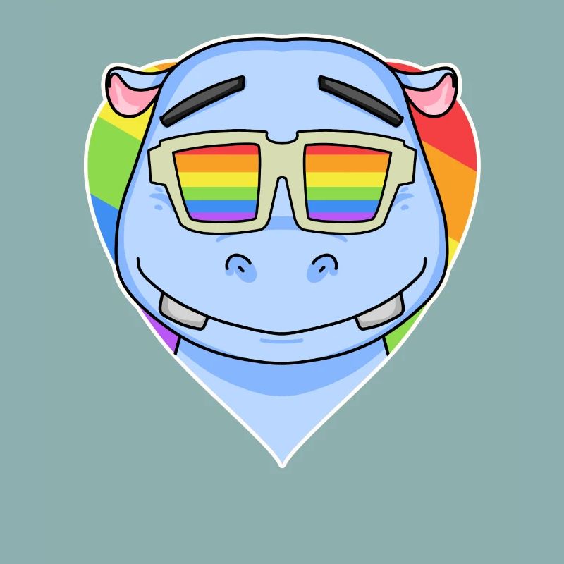 Arc-en-ciel - Hippopotame avec lunettes