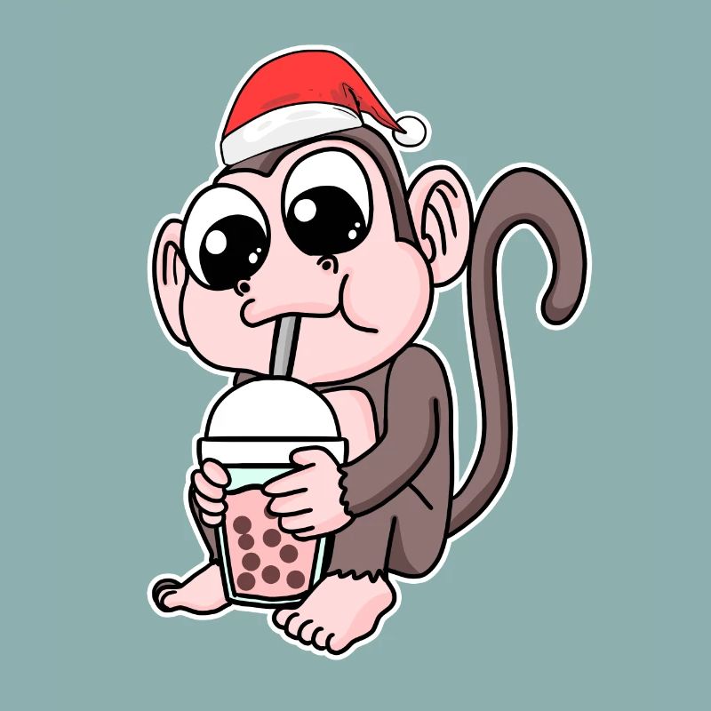 Affe Weihnachten Bubble Tea