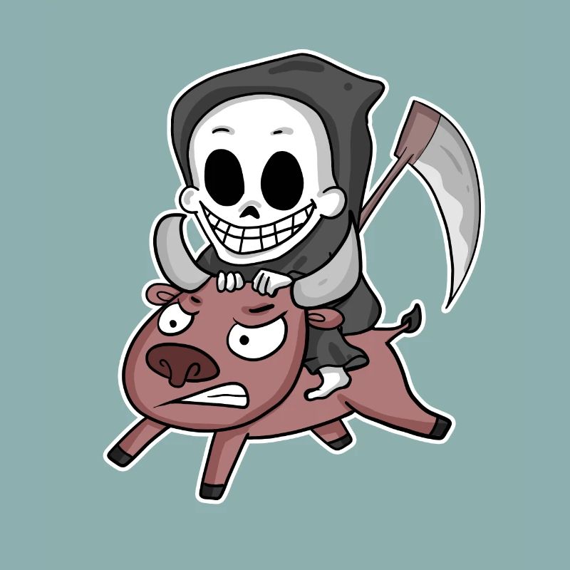 Sensenmann Rind Motiv