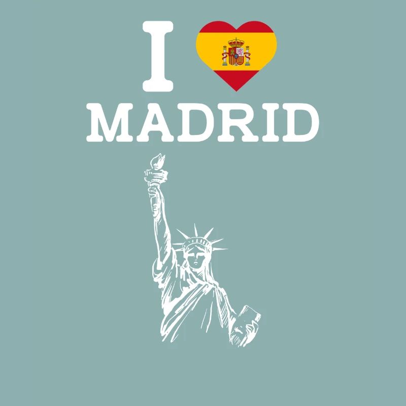 J’aime Madrid Coeur Drapeau Espagne Statue De La Liberté