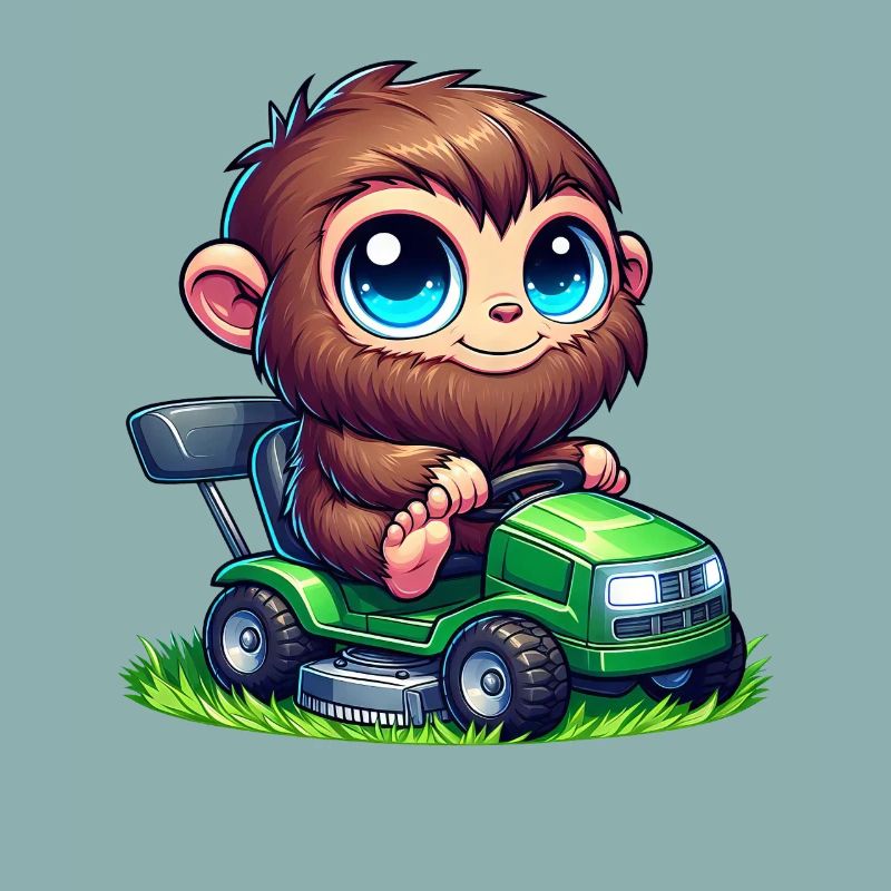Mignon Bigfoot Sasquatch Tondeuse à gazon Horticulture Chibi