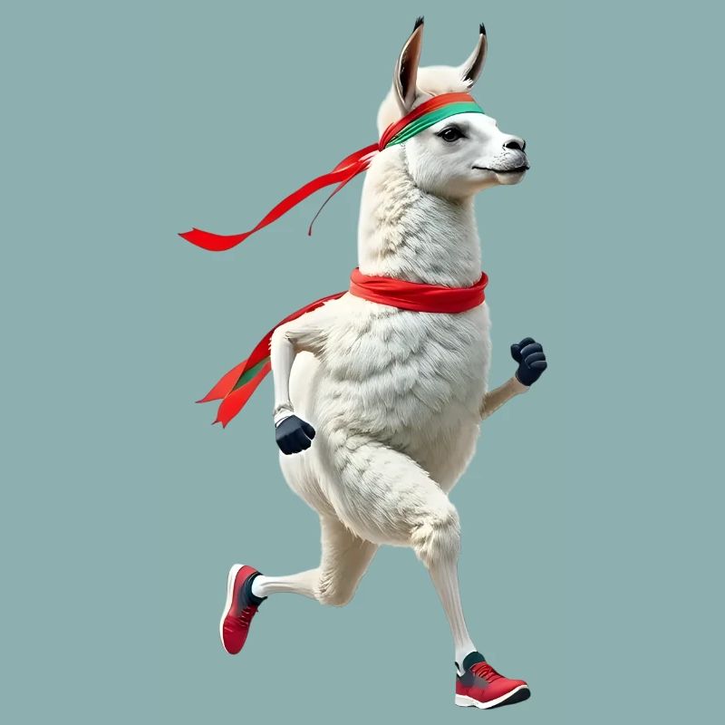 Llama with headband jogging