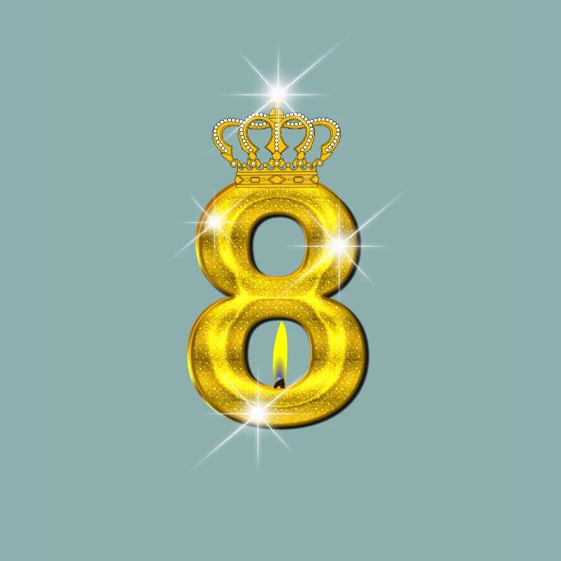bougie d’anniversaire 8 - Crown - - or