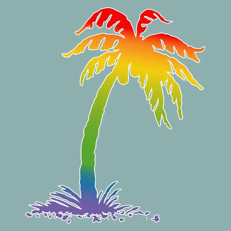 Regenbogen Palme white