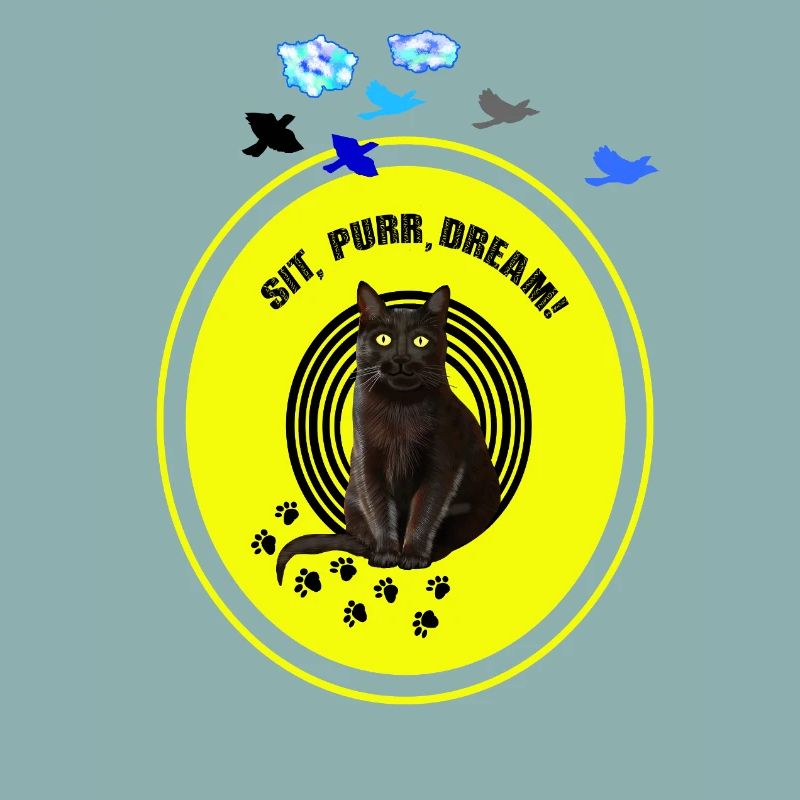 Chat noir rêveur avec une cyber Lemon Attitude