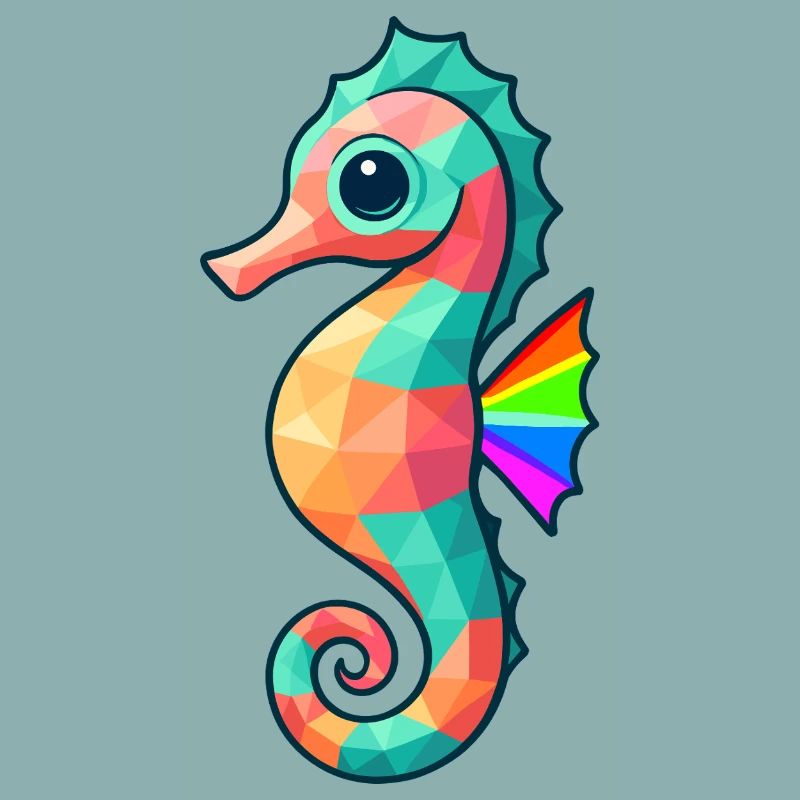 Conception d’hippocampe colorée avec des couleurs arc-en-ciel