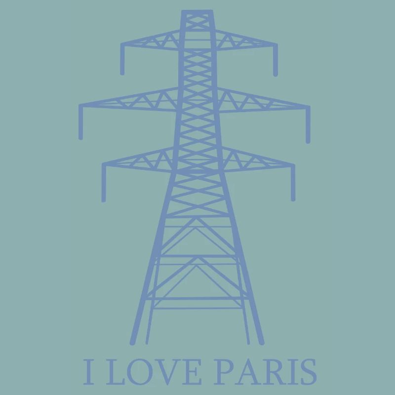 Strommast als Eiffelturm "I Love Paris" Satire