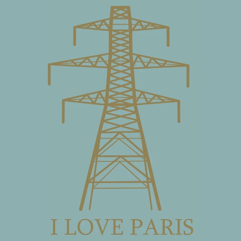 Strommast als Eiffelturm "I Love Paris" Satire