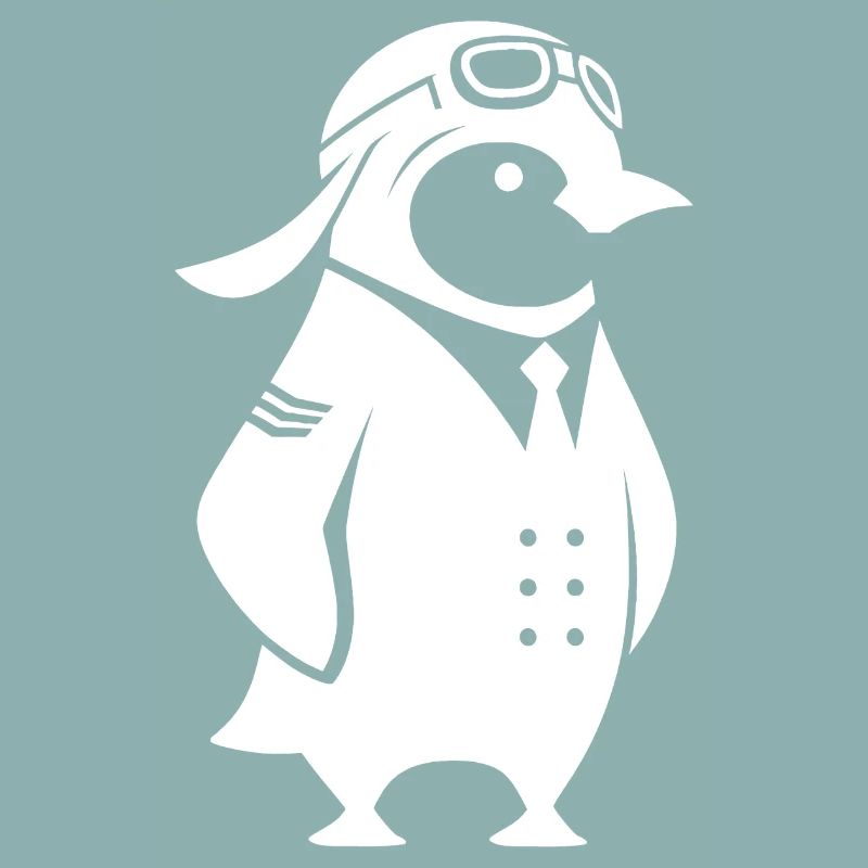 Penguin Pilot Airplane Silhouette Minimalist