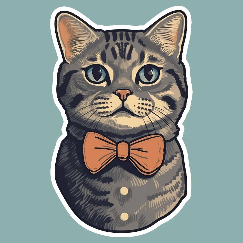 A cute cat wearing a bowtie