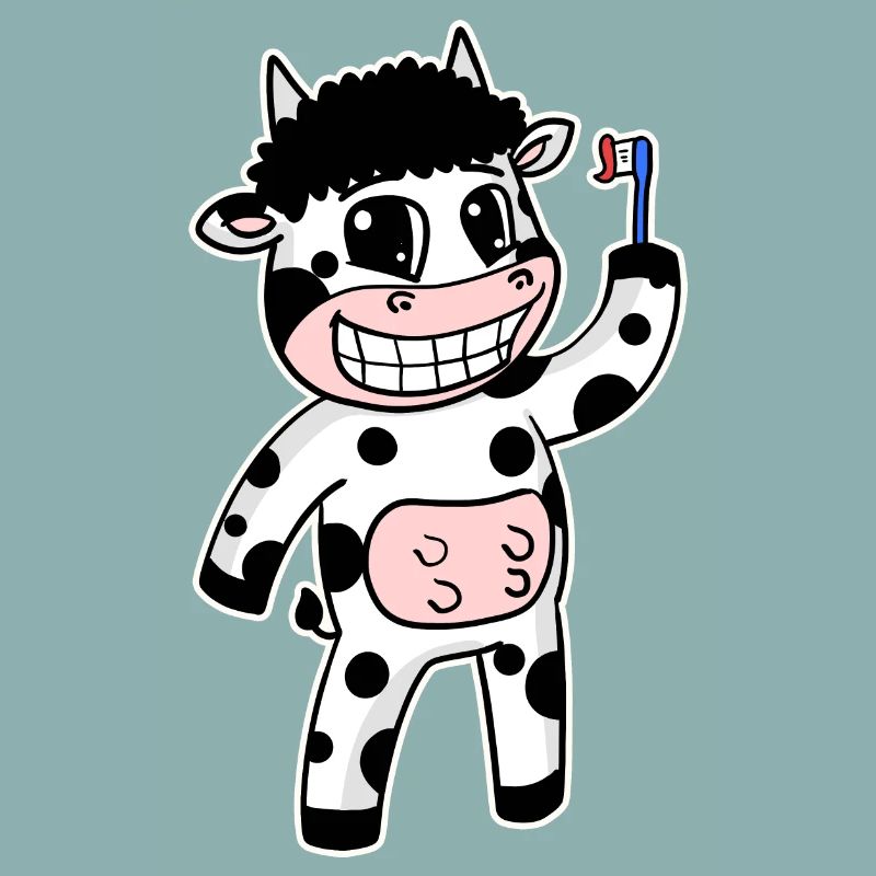 Vache avec brosse à dents